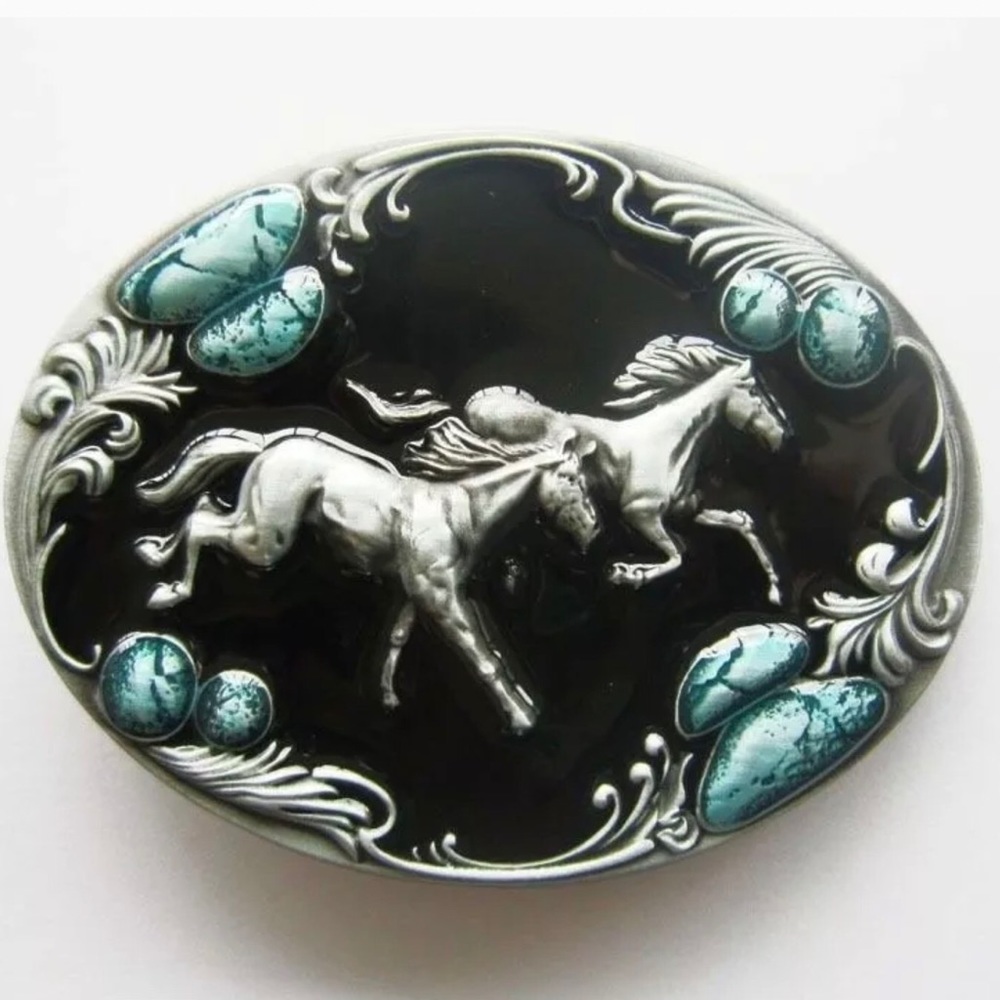 New Running Horses Cowboy Western Belt Buckle